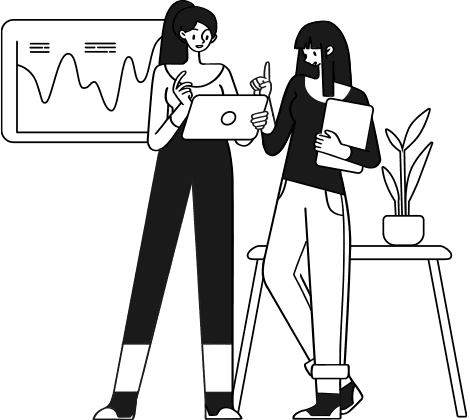 Two colleagues discussing ideas