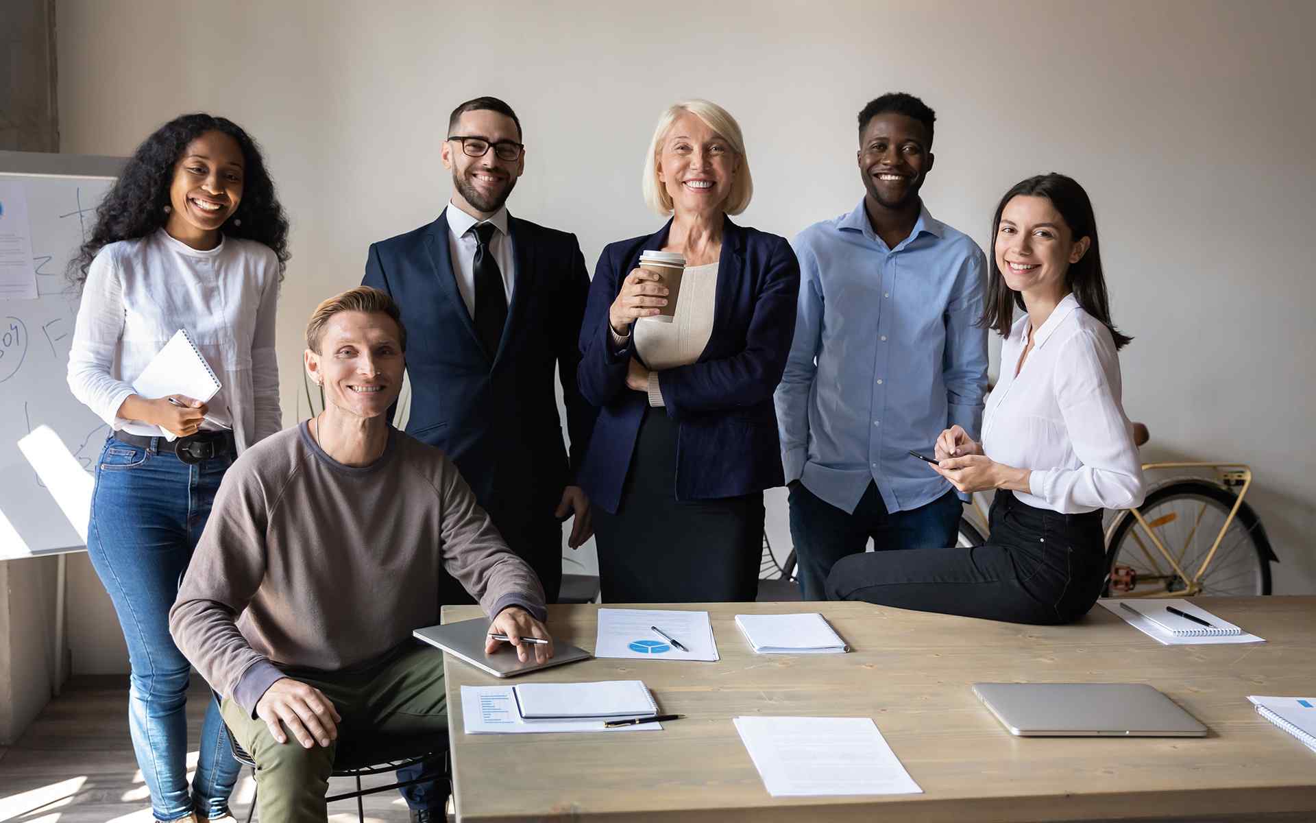 A diverse group of professionals working together